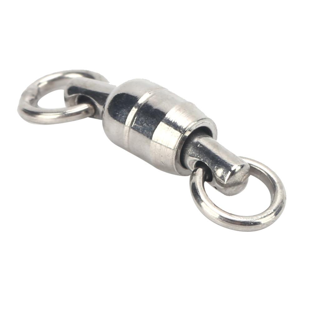 30PCS Stainless Steel Bearing Rotation Ring Dual Ball Fishing Connector Bait Connector