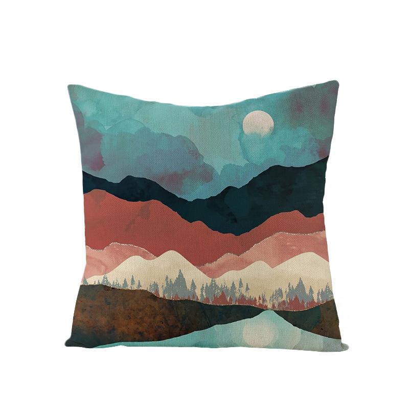 Home Decoration Supplies Landscape Painting Polyester Pillow Cover Home Geometric Abstract Sofa Cushion Cover