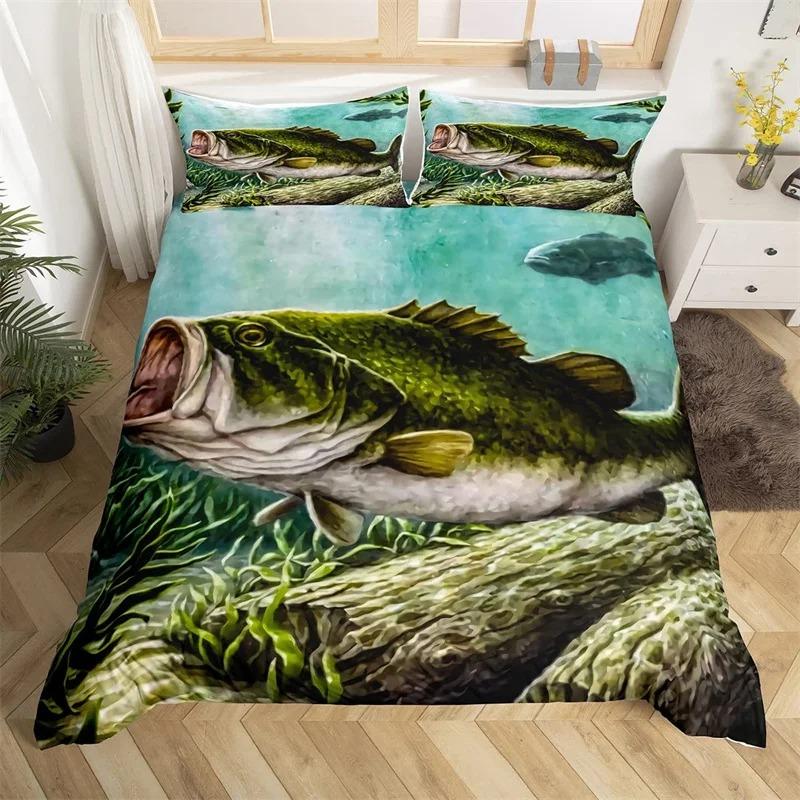 3D Print Marlin Swordfish Duvet Cover Kawaii Marine Life Bedding Set Ocean Theme Big Pike Fish Single Twin King Quilt Cover Set