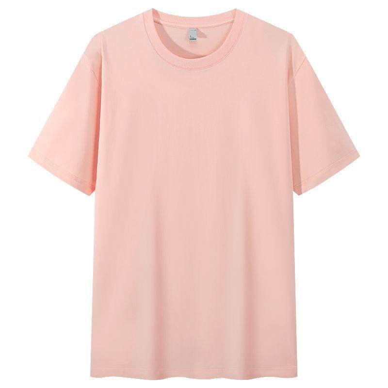 High quality short sleeved women s T-shirt, 220g liquid ammonia cotton 10A antibacterial, cool and breathable, A-level mother and baby grade S розовый