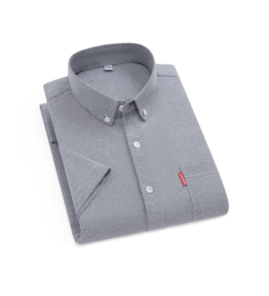 Men's Slim Fit Short Sleeve Oxford Shirt with Pocket