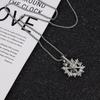 Shiny Zircon Flower Rotatable Pendant Necklace for Women Men Long Stainless Steel Chain Jewelry Gifts