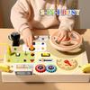Wooden Busy Board with Simulated Steering Wheel,Sensory Toy for Youngsters with LED Light Switches, Music, Educational Travel Toy,Random Color