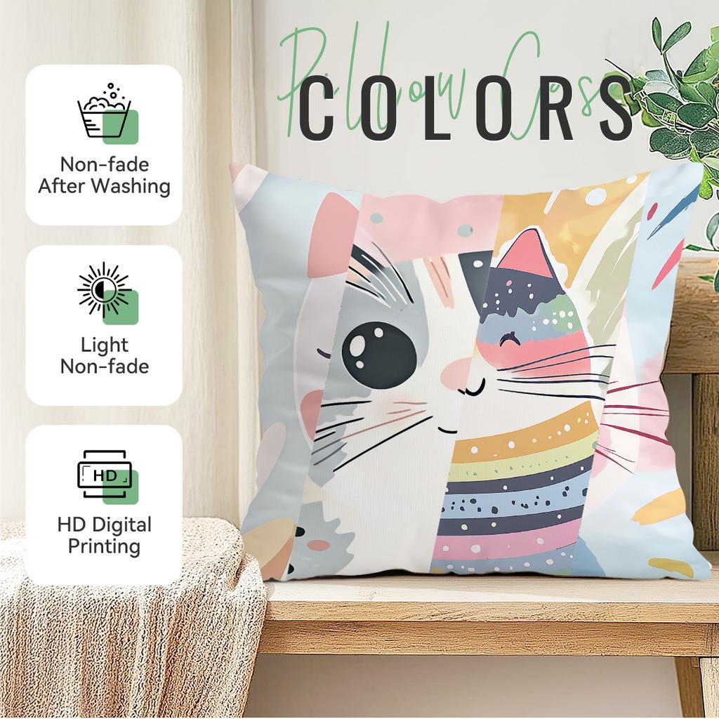 Abstract Cat Pillowcase Bedroom Sofa Cushion Cover 100% Polyester Living Room Cushion Pillowcase Home Decor