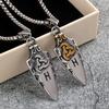 Vintage Edelstahl Herren Halskette Wikinger Keltisches Knoten Anhänger Beidseitig Langlebig Unisex Schmuck Geschenk