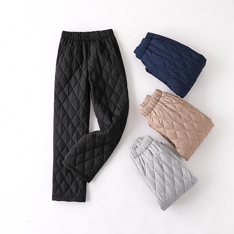 High-Waist Wide-Leg Cotton Trousers for Women - Thick, Warm, Large Size, Casual Straight Fit for Middle-Aged and Seniors.