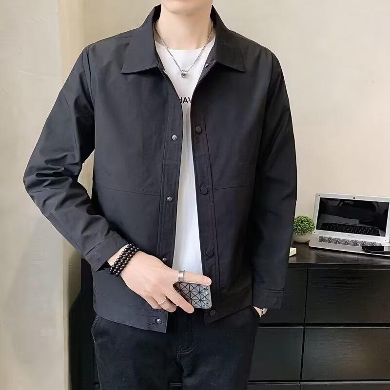 New Spring and Autumn Jacket Men's Jacket Korean Style Young Slim and Handsome Casual Solid Color Lapel Versatile Top