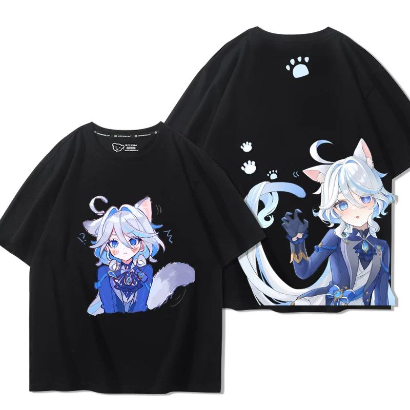 Popolari T-shirt da Uomo Genshin Impact Furina Stampa 3D Manica Corta Magliette Moda Uomo Donna Girocollo Top Abbigliamento Estivo