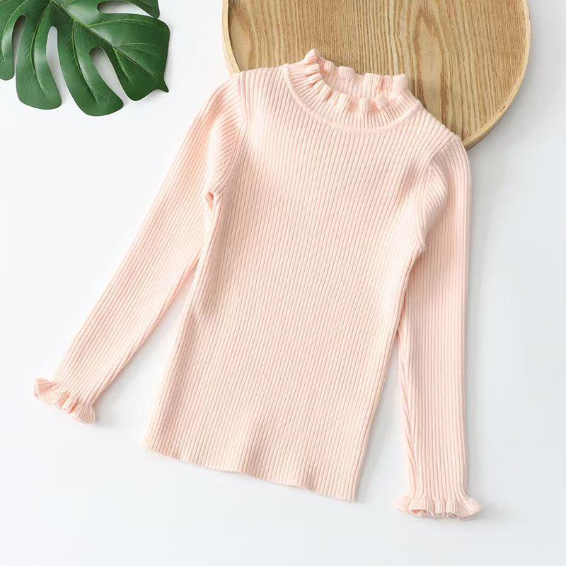 Dětský svetr pletený z jádrové příze v korejském stylu s vysokým límcem - podzimní/zimní pulovr pro střední a velké děti