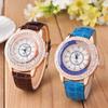 Fashion Ladies Rhinestone Quartz Watches Leather Strap Quicksand Crystal Casual Wrist Watch