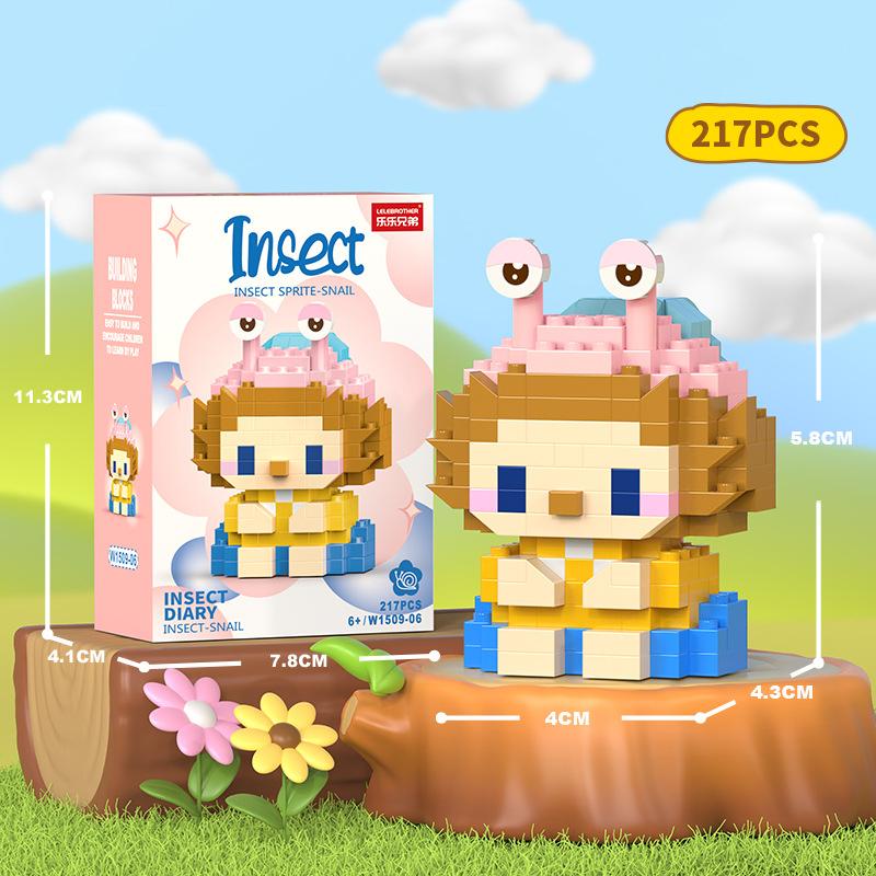 Kreative Insekten-Bausteine Kinderpuzzle Zusammengebautes Mikropartikel Kleintier-Modell Puzzle Biene Schmetterling Geschenk