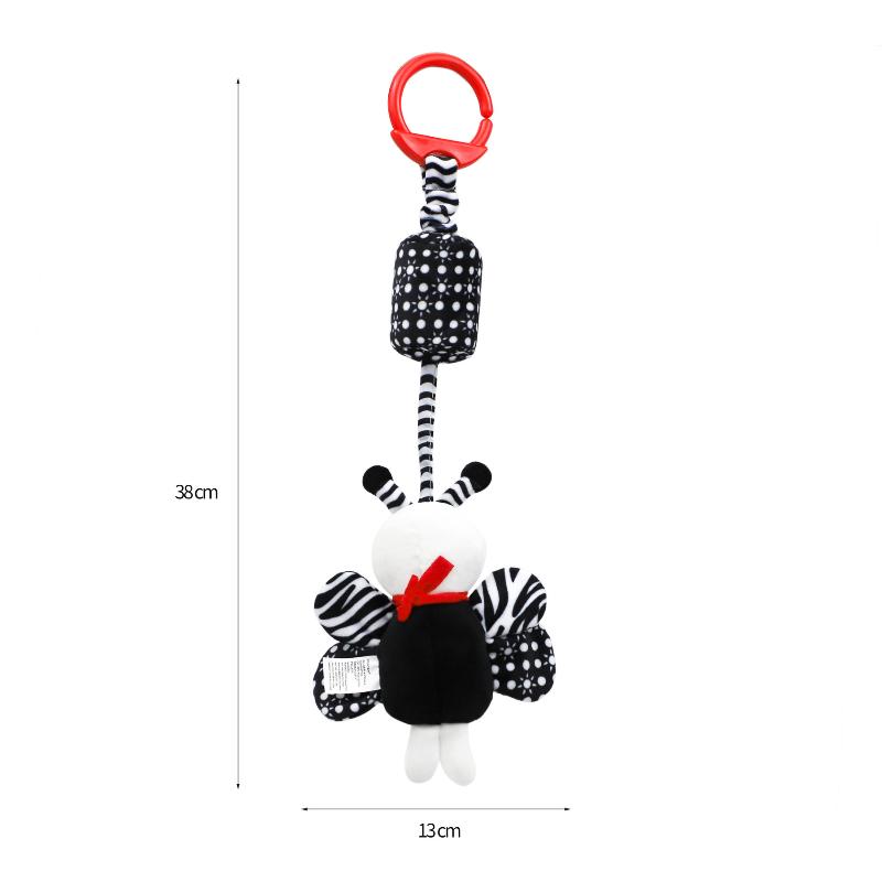 Baby Sensory Hanging Rattles Toy Black White Animals Stroller Infant Bed Wind Chimes 0-12 Months Infant Rattle Educational Toy