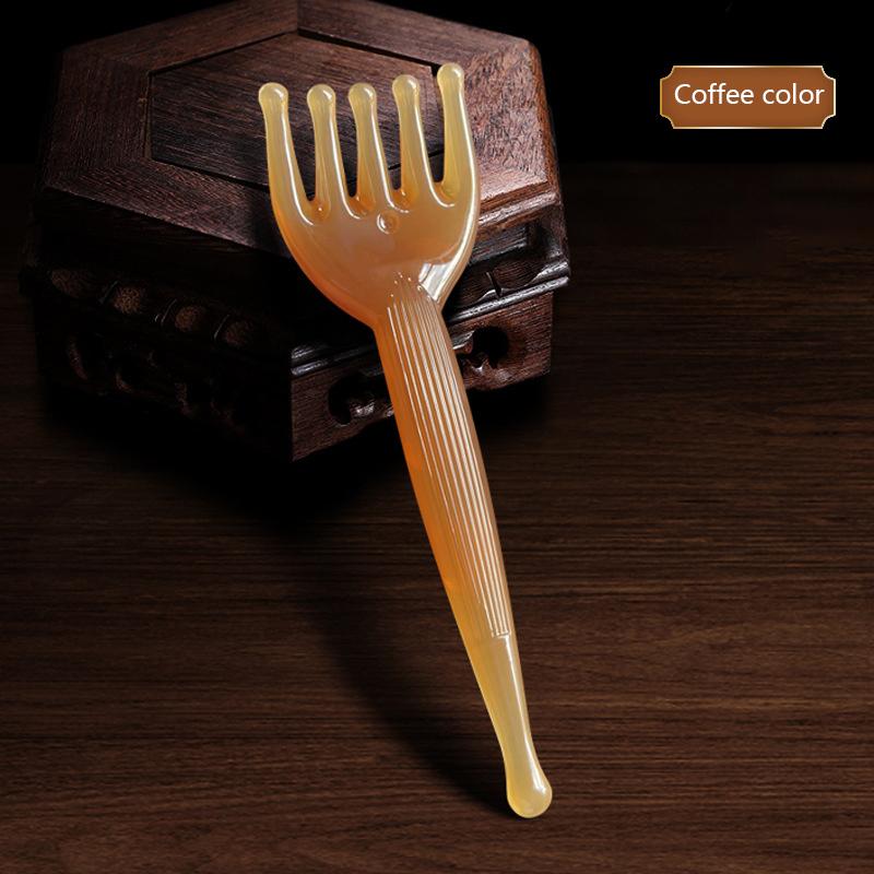 

Массажная расческа для головы Гуаша Палочка Расческа с пятью зубцами Инструмент Массаж головы и тела Давление Драгирование Меридиан Снятие стресса Натуральная смола кофейный