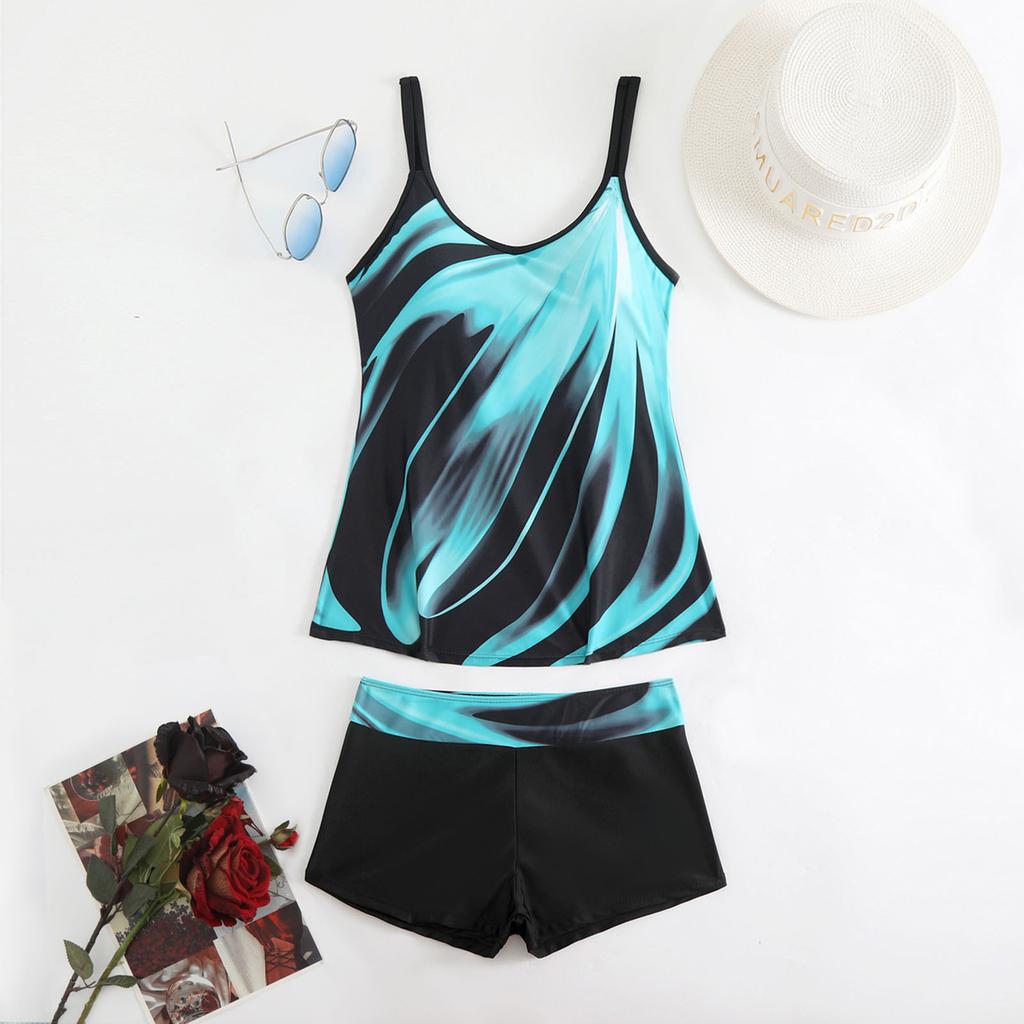 Women's Two Piece Tankini Swimsuit Set with Built-in Bra and Skirt Style Bottoms Stretchy Fabric for Comfortable Fit and Support