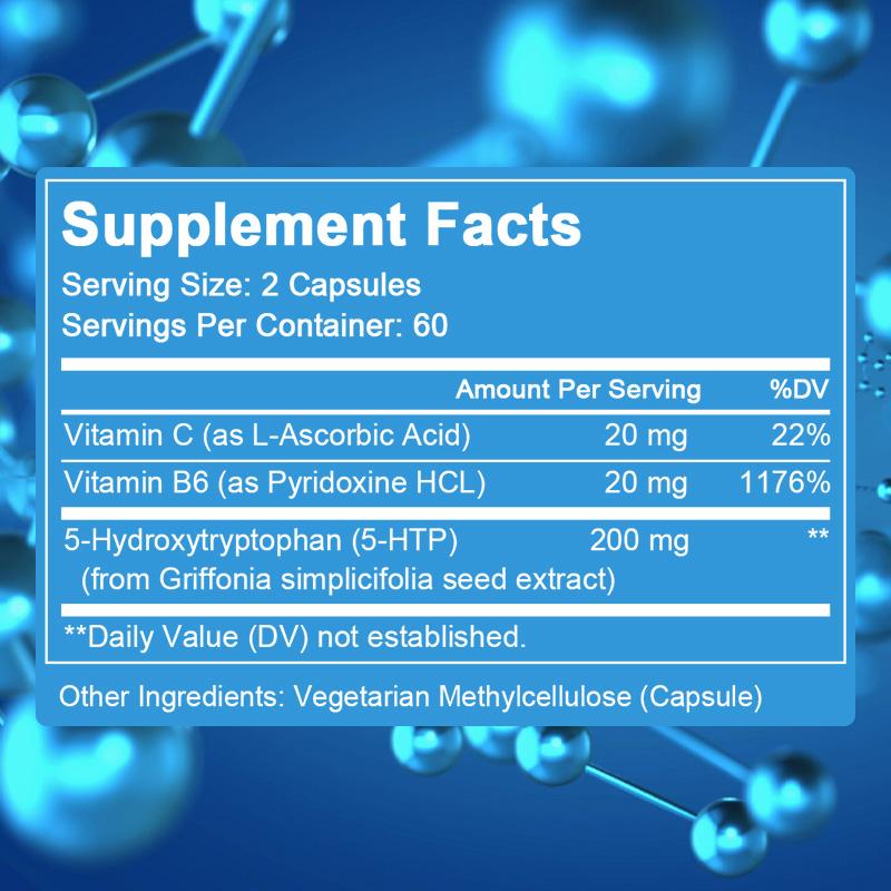 5-Hydroxytryptophan 200 Mg - Supports Neurotransmitters, 120 Capsules