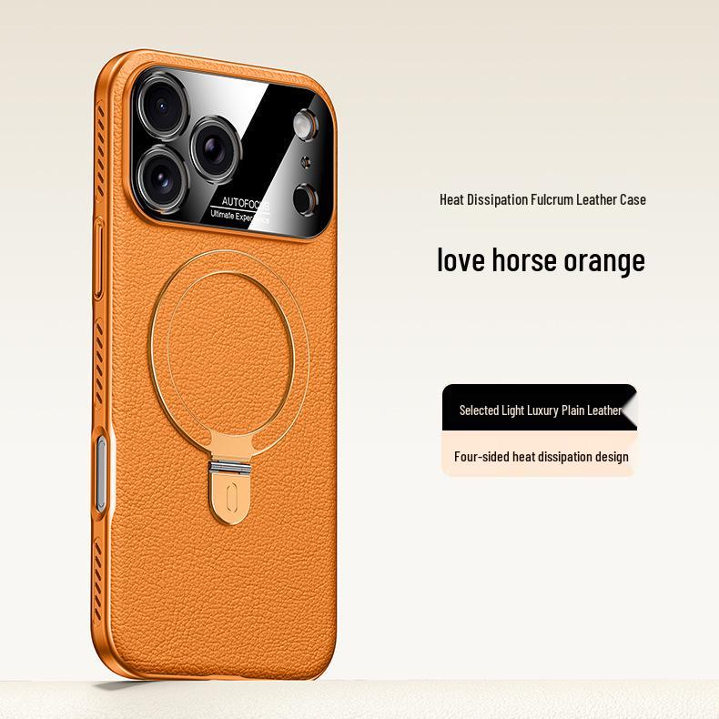 Apple 17 Pro Max PU-Lederhülle mit Ständer, Wärmeableitung & Magnetischer iPhone 17 Linsenschutz für Paare