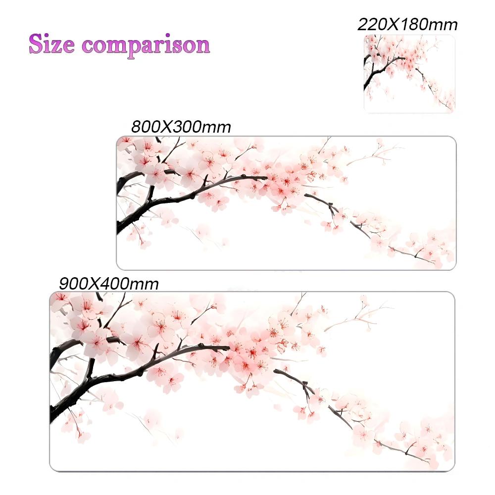 Pink Japanese Cherry Blossom Art Mouse Pad Computer Office Table Mats Rubber Anti-slip Gaming Keyboard Mousepads Long Desk Pads