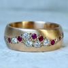 Aesthetic Inlaid White Red CZ Women's Ring Sparkling Gold Color Geometry Daily Wear Party Jewelry Anniversary Gift