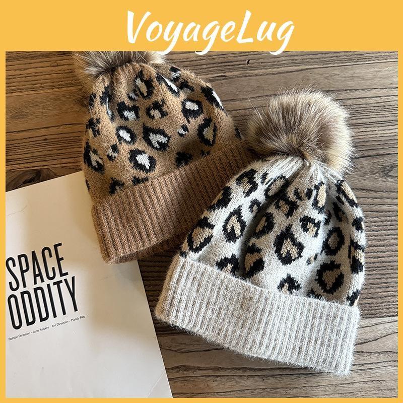 Leopard Fashion Print Pattern Womens Casual Warm Knitted Hat For Winter