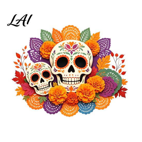 Halloween Party Decor Day of The Dead Window Static Sticker Flower Skull Decorative PVC Waterproof Vinyl Graphics Decals Glass Clings for