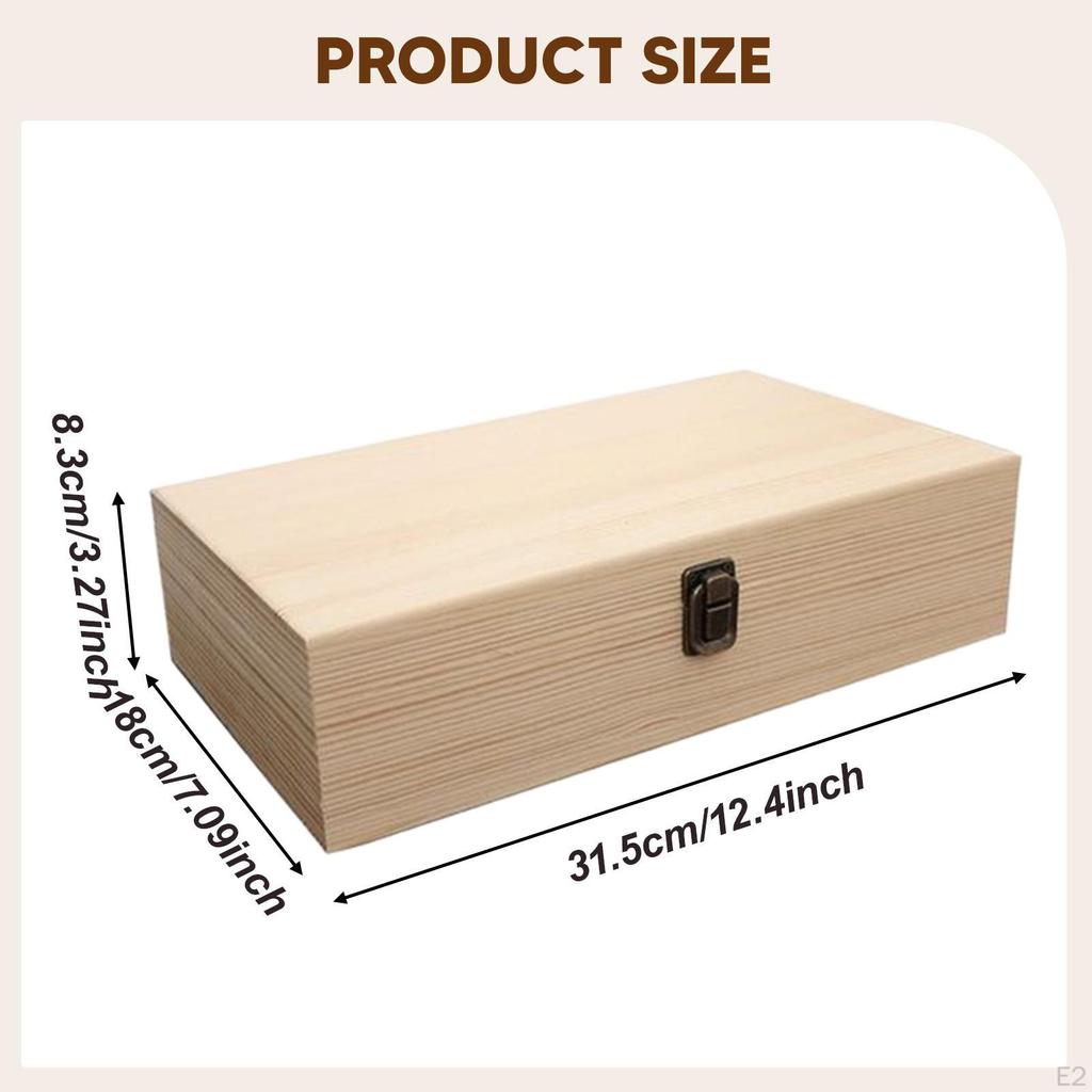 Essential Oil Storage Box Container Carrier Wood with Hinged Lid for Makeup Nail Polish