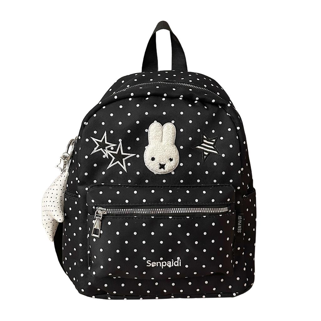 Schoolbag New Cute Polka Dot Rabbit Backpack Junior High School Student Campus Schoolbag Commuting Light Versatile Backpack