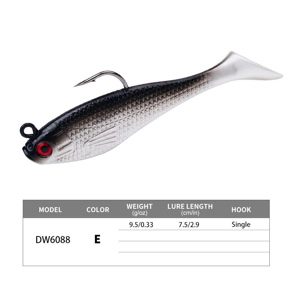 T-Tail Soft Bait 7.5cm 9.5g for Sea Bass Fishing - Bionic Lure for Boat & Sea Fishing