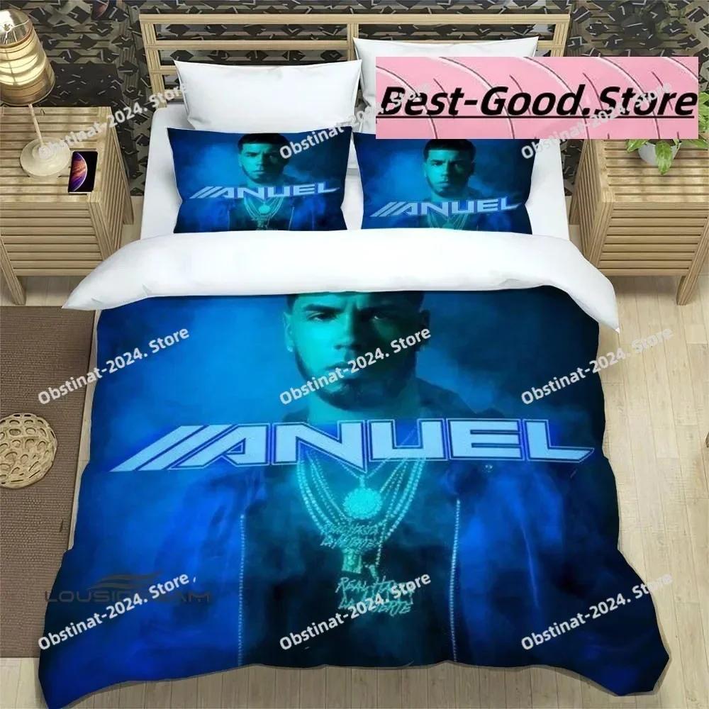 3D Fashion Rapper Anuel AA Bedding Set Printed Single Comforter Quilt Bed Cover Duvet Cover Pillow Case 3 Pieces Kids Adult Size