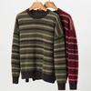 Women's Pure Cashmere Jacquard Stripe Sweater - Loose Fit, Round Neck, Autumn/Winter Style