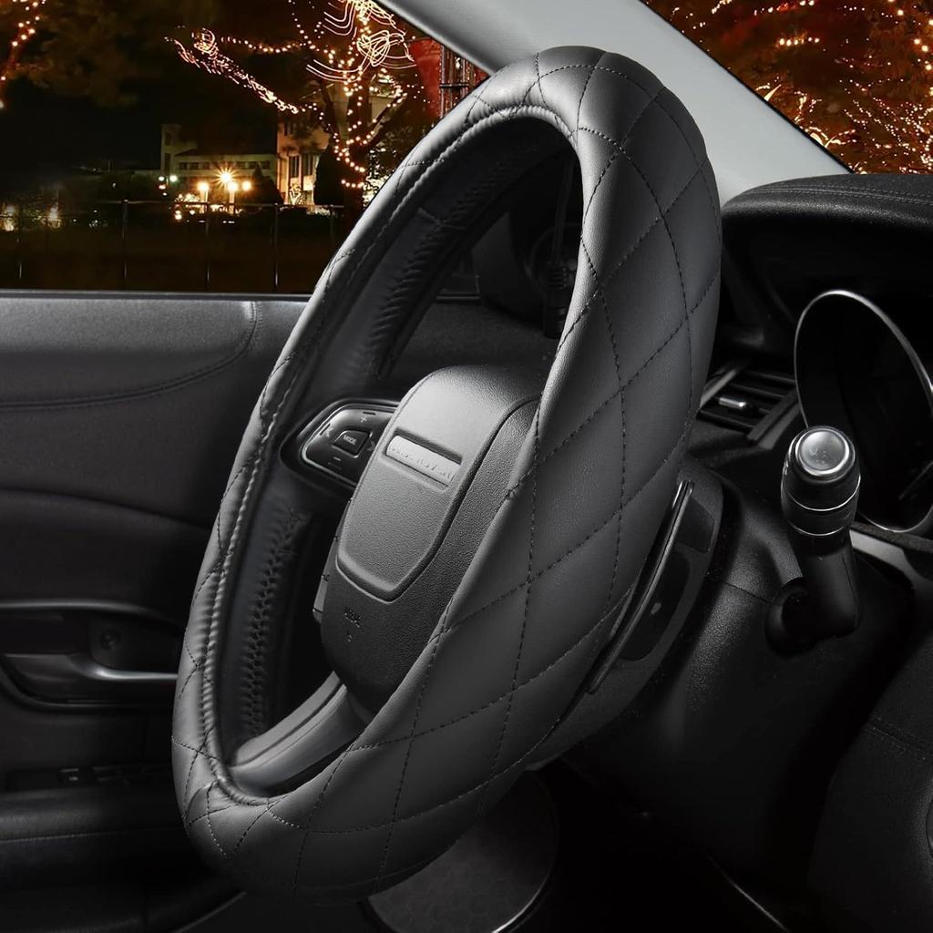 Heated Steering Wheel Cover - WARMITORY Luxury Steering Wheel Heater, 12V Quick Hand Warmer, 14.5-15 Inches Outer Diameter for Standard-Size Car