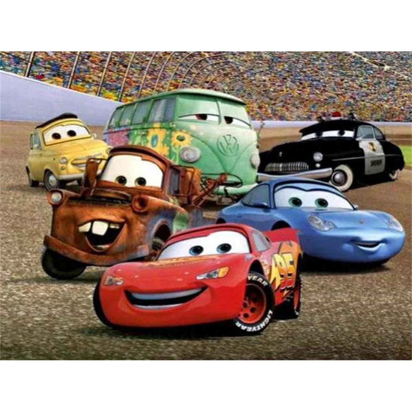 Disney Cartoon Auto Bastelset Quadratisches Puzzle Künstliche Diamantmalerei 5D Kunst Mosaik Stich Dekor Haus Pixel Raum Zuhause Groß Round 30x40cm