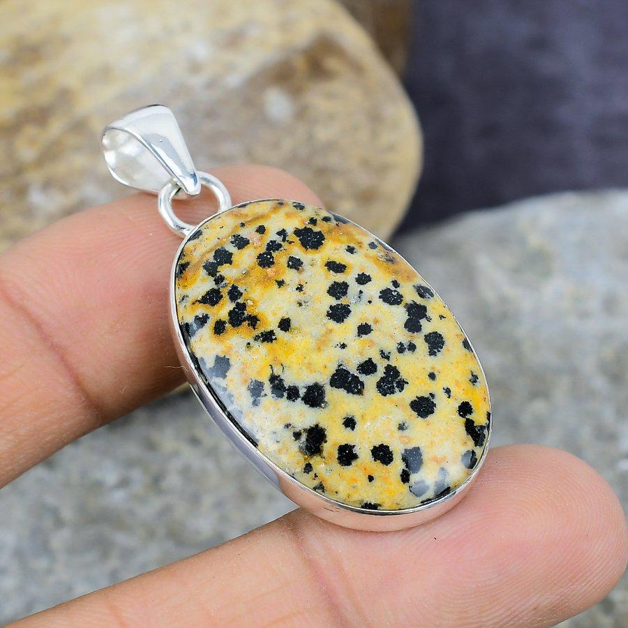 

Dalmation Jasper Gemstone Handmade 925 Sterling Silver Jewelry Подвеска Индийские украшения