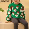 BITCED Autumn/Winter Christmas Collection Older Child's Knitted Sweater with Santa Claus Design Children's Pullover Christmas Jumper