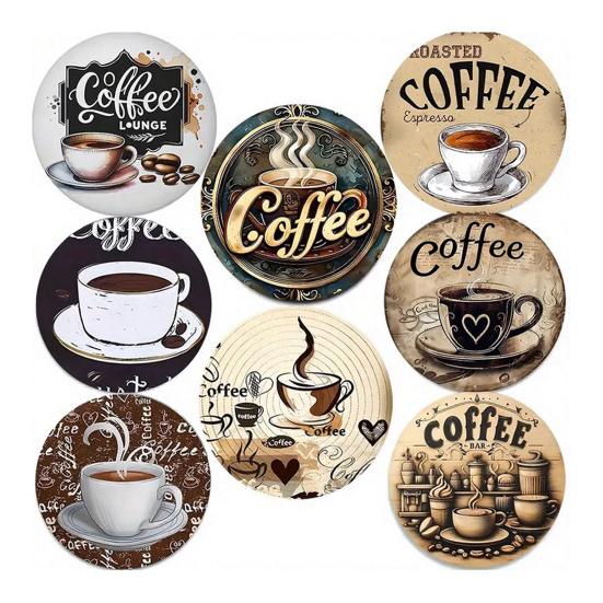 8PCS Coasters, Colorful Wood with Non-Slip Coasters, Heat Insulation Waterproof Drink Holder, for Home Office Dining Table