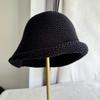 Japanese and Korean Autumn Wool Knitted Bucket Hat Women's Retro Curled Pullover Hat Warm Large Head Fisherman Hat