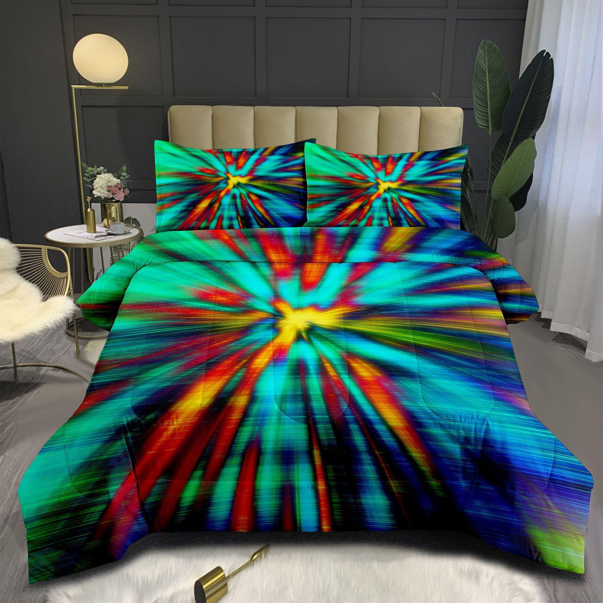 Blooming Vision Fat Quilt Digital Printing Bedding Thickened Quilt Three-piece Set Home Textile Quilt Cover 140*200cm