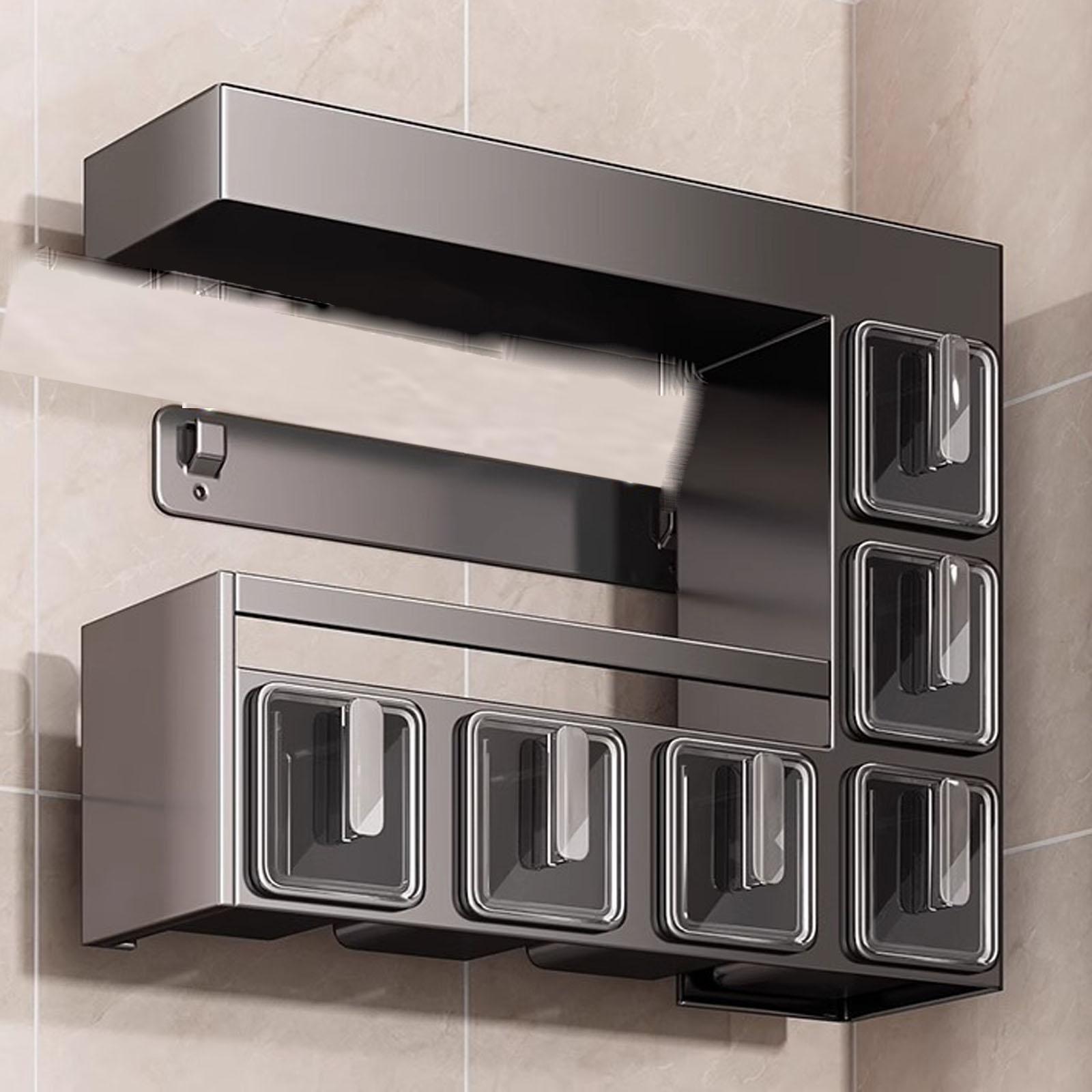 

Wall-Mounted Kitchen Storage Rack, High-End Condiment Bottle & Jar Organizer, Household Rack for Counter or Wall One Size