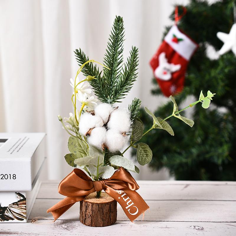 25CM table mini Christmas tree with flower, Small size Christmas trees gift for kids and friends, desktop christmas tree, New year's tree decoration