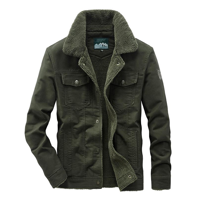 Large Size Men's Jacket Men's Middle-aged Fleece Thickened Lapel Jacket