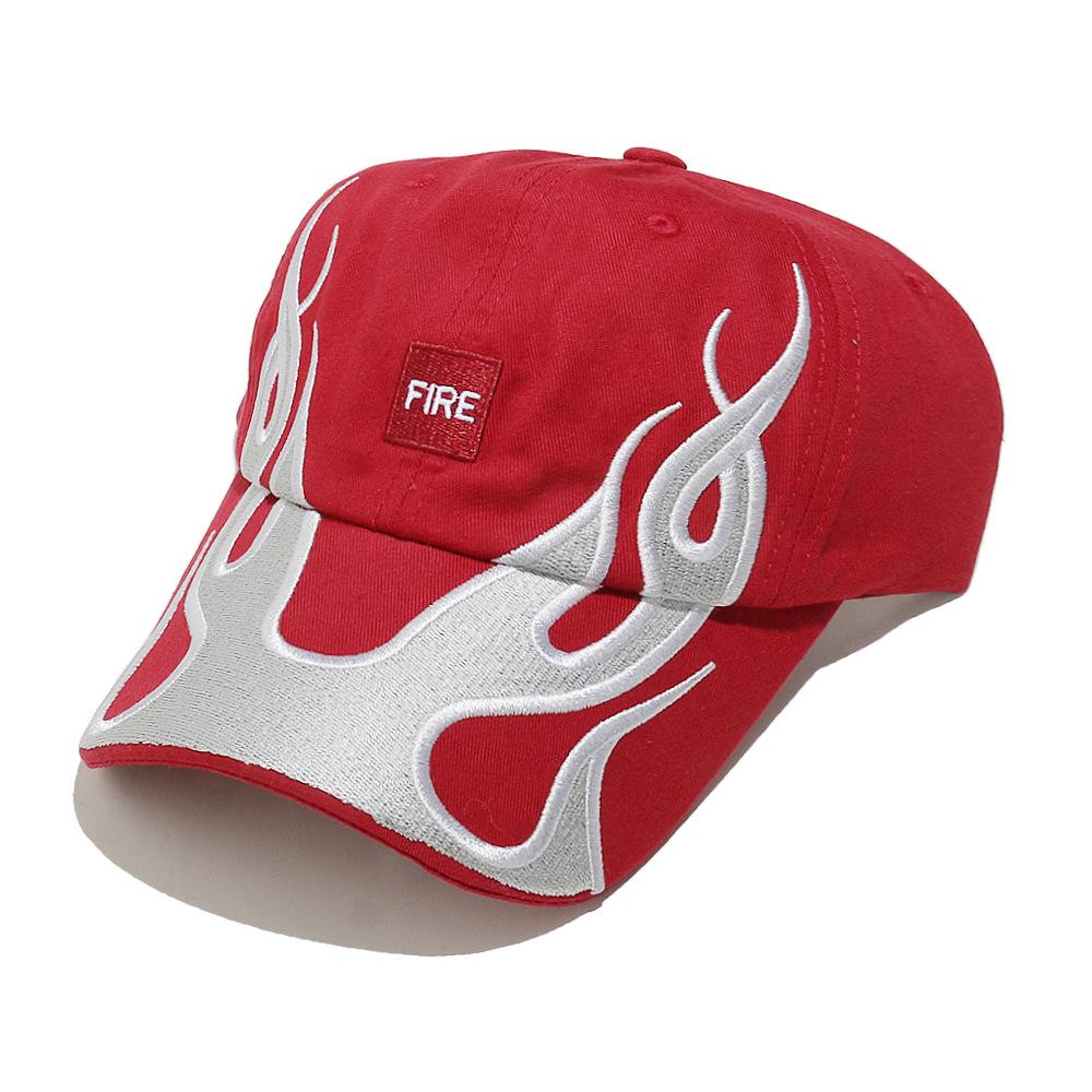 American hip hop heavy industry embroidery flame baseball cap American high street personality niche street hat cap