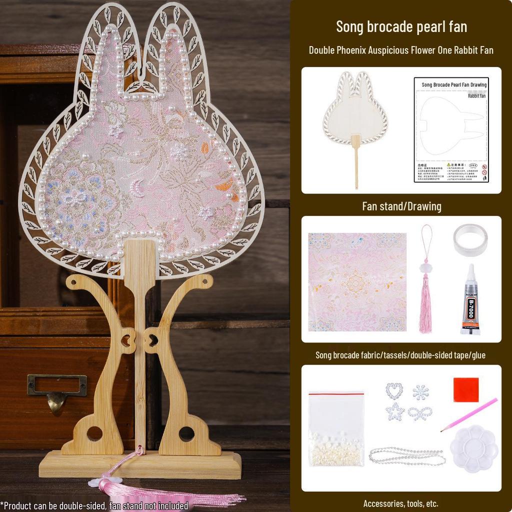 Handmade DIY Song Jin Pearl Fan Kit – Chinese Style Gift for Mother's Day, Team Building, and Salons
