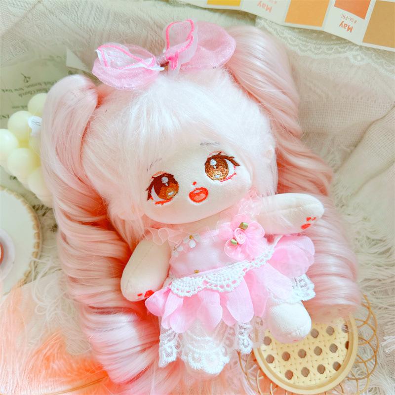 20Cm Cute Pink Princess Doll Clothes Kawaii Idol Doll Outfit Accessories Pink Mesh Skirt Overall For Girls Soft Plush Toys Gifts