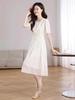 French Style Elegant Chiffon A-line Dress - Summer Round Neck Slimming Skirt for Women