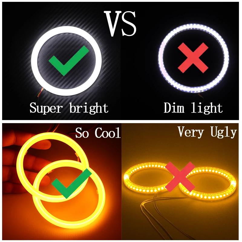 Kit 4x131mm LED Angel Eye Halo Ringuri Dublu Filament SMD Bumbac Comutator Pentru BMW Seria 3 E46 sedan facelift 2001-2005 Far Halogen