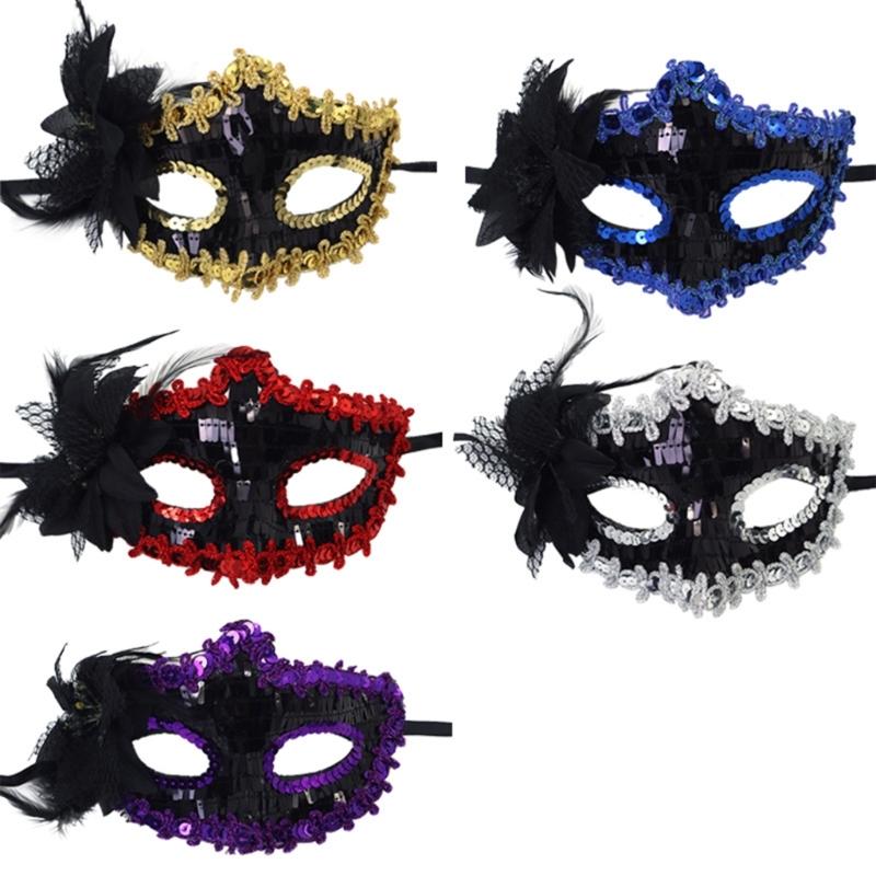 Maska Halloweenowa, Maska Wenecjańska Maskaradowa Kwiatowe Płatki Śniegu Maska na Oczy, Półtwarzowa Maska Maskaradowa na Bale Karnawałowe Imprezę Kostiumową