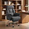 Office Chair Height-Adjustable Swivel Chair with Lumbar Support, Footrest, Snow Flannel, 80 x 80 x 106-114 cm Dark Grey