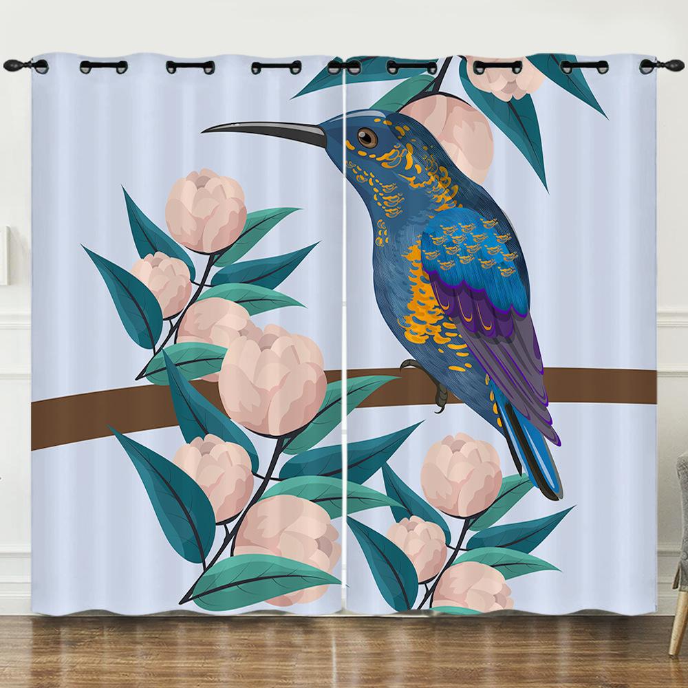 Curtain Cartoon Animal Bear Deer Love Kitten 3D Digital Printing Blackout Curtain Punching