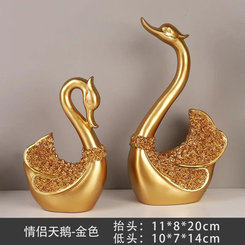 1 Set of Modern Nordic Resin Couple Swan Ornaments Home TV Wine Cabinet Living Room Decorations Commemorative Gifts