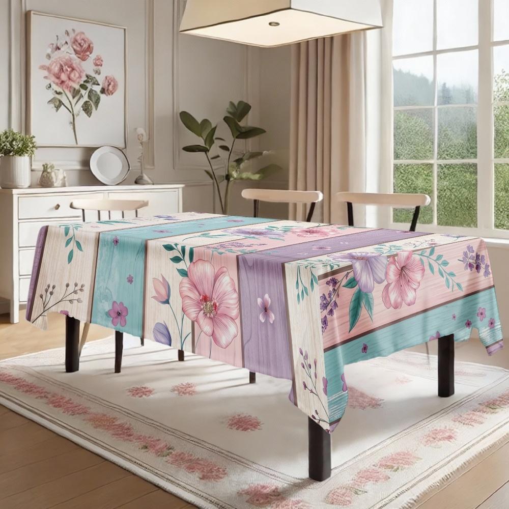 Floral Pattern Rectangle Table Cloth for Table Decor Kitchen Dining Waterproof Reusable Tablecloth for Tables Indoor Outdoor