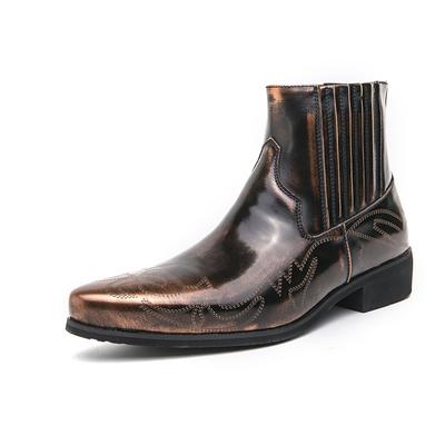 2025 Western Cowboy Stiefel für Herren Spitzschuh Lederstiefel Stickerei Design Herren Stiefeletten Hoher Schaft Formelle Lederschuhe